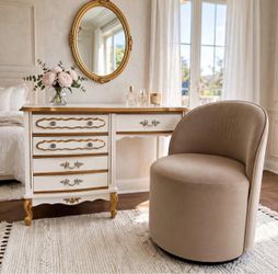 French Provincial Vanity Desk with Gold Accents