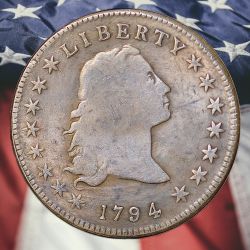 1794 Flowing Hair Early Dollar Type 1 Silver Plated Novelty Coin Modern Restrike Token - Cir #1578