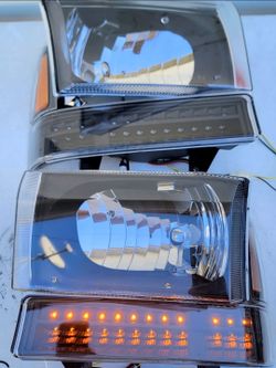 Ford F250 F350 F450 F550 Excursion 99-04 LED Headlights Luces Micas Calaveras Faros Faroles Focos Headlamps
