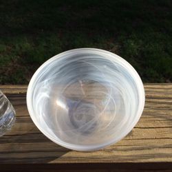 White  Swirl Art Glass Bowl
