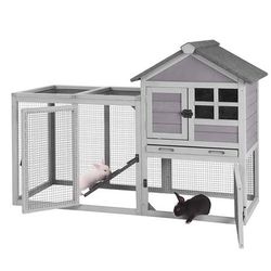 Large Outdoor Rabbit Hutch XZ7002 with 2-Story House and Large Run