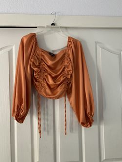 Burn Orange Stretch Satin Style Shirt