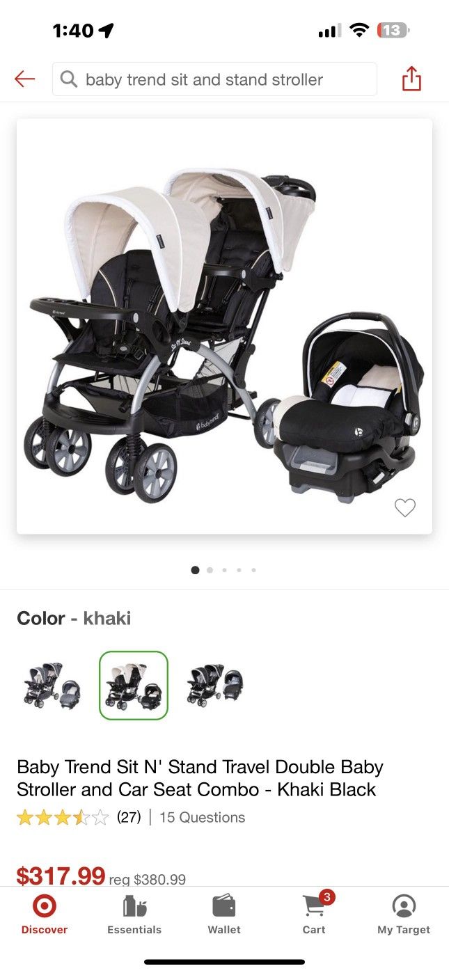 Car Seat Double Stroller Combo 