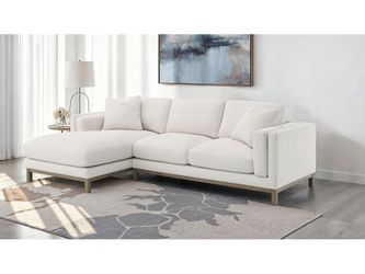 Geneva Sand Boucle Upholstered Sectional Chaise Sofa