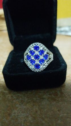 Size 8 sapphire ring sterling silver