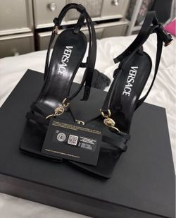 Versace Black Strappy Heeled Sandals