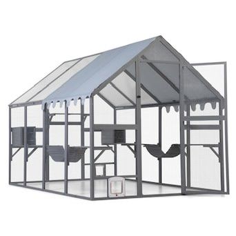 110" L Catio Outdoor Cat Enclosure XL Large Cat Catio for Multiple Cats Wooden