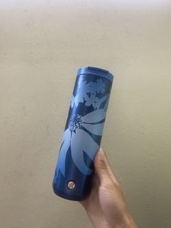 New Starbucks Blue Floral Stainless Steel Insulated Water Bottle