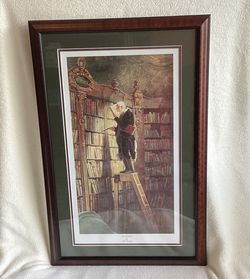 Large Reprint THE BOOKWORM By Karl Spitzweg. Framed. 27” By 17”.
