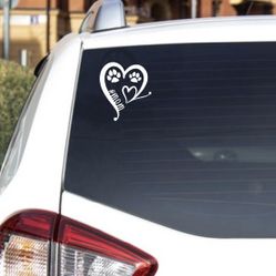 Animal Mom Life, Cat & Dog. White Vinyl Decal