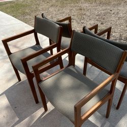 VINTAGE DANISH TEAK WOOD MID CENTURY DINING ARM CHAIRS