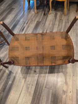 Antique wooden upholstery bench for two