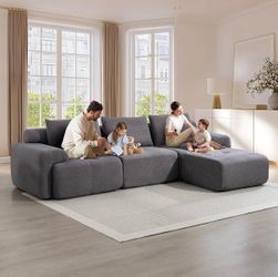 L-Shaped Sectional Sofa Bed with Memory Foam, No-Assembly Convertible Loveseat Couch