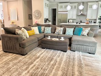 Gray Oversized U Shaped Sectional with Ottoman