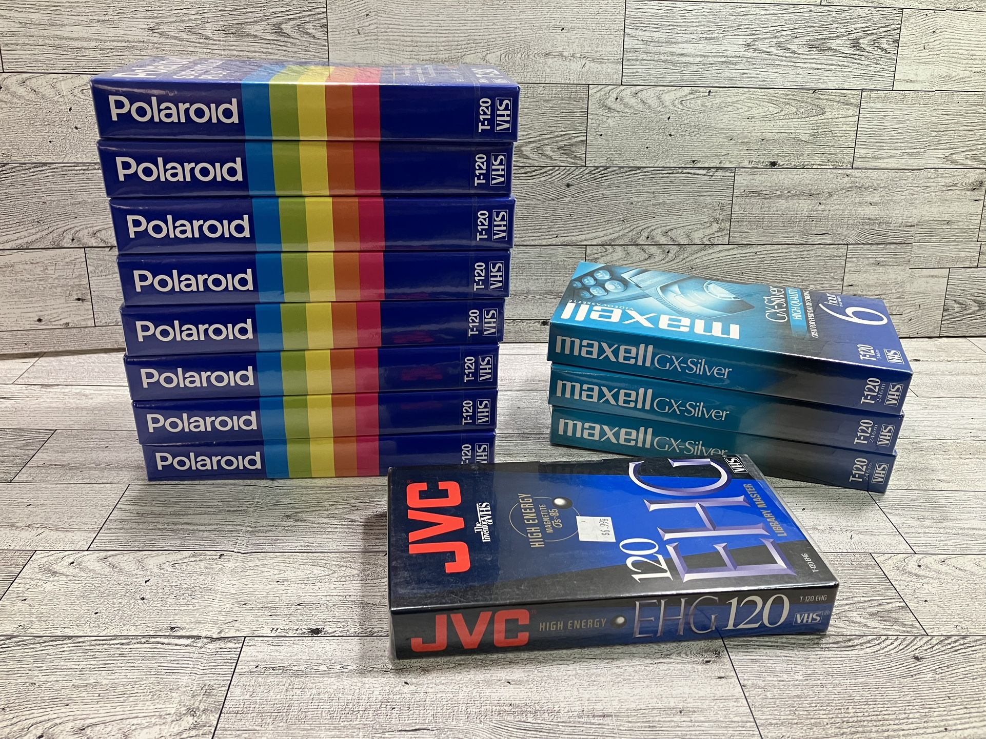 Sealed Lot Of 12 Blank VHS Cassette Tapes - Polaroid JVC Maxwell Bundle
