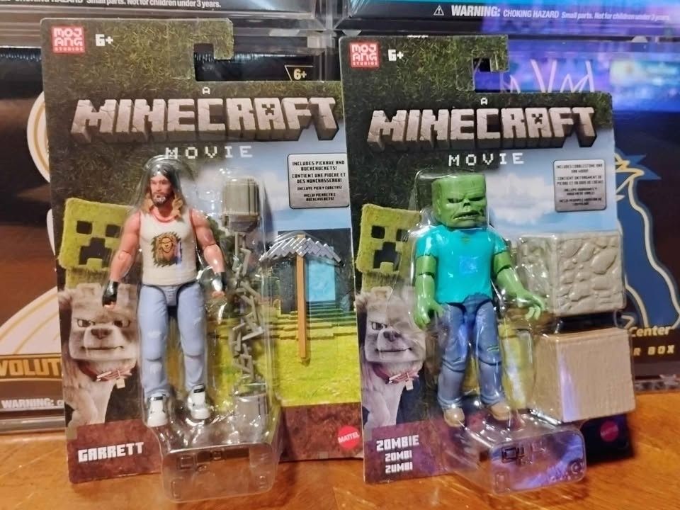 Minecraft Movie Garrett Pickaxe & Zombie 4" Figure Mattel 2025 bundle