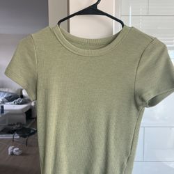 American Eagle Outfitters Olive Ribbed Tee