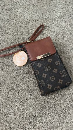Charis Ma Monogram Wristlet Wallet Clutch Brown Gold Hardware NWT Zip Around