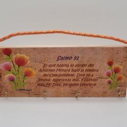 Porta Llavero Salmo 91. Psalm 91 Wood Key Holder