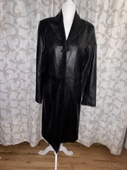 Leather Knee Length Coat