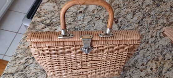 Vintage Handmade Wicker/brass Handbag