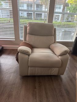 Cream Leather Recliner Chair