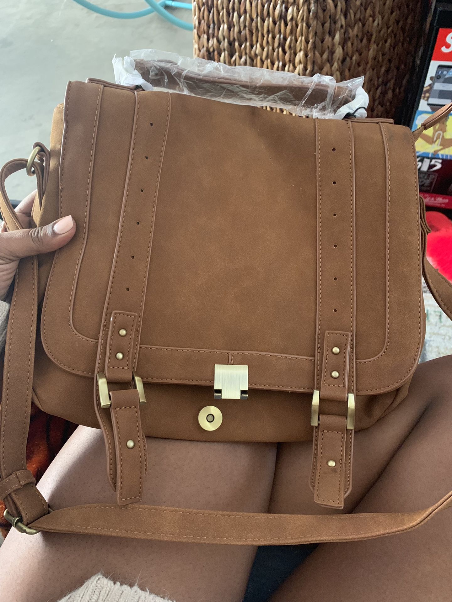 Just Fab Tan Messenger Bag