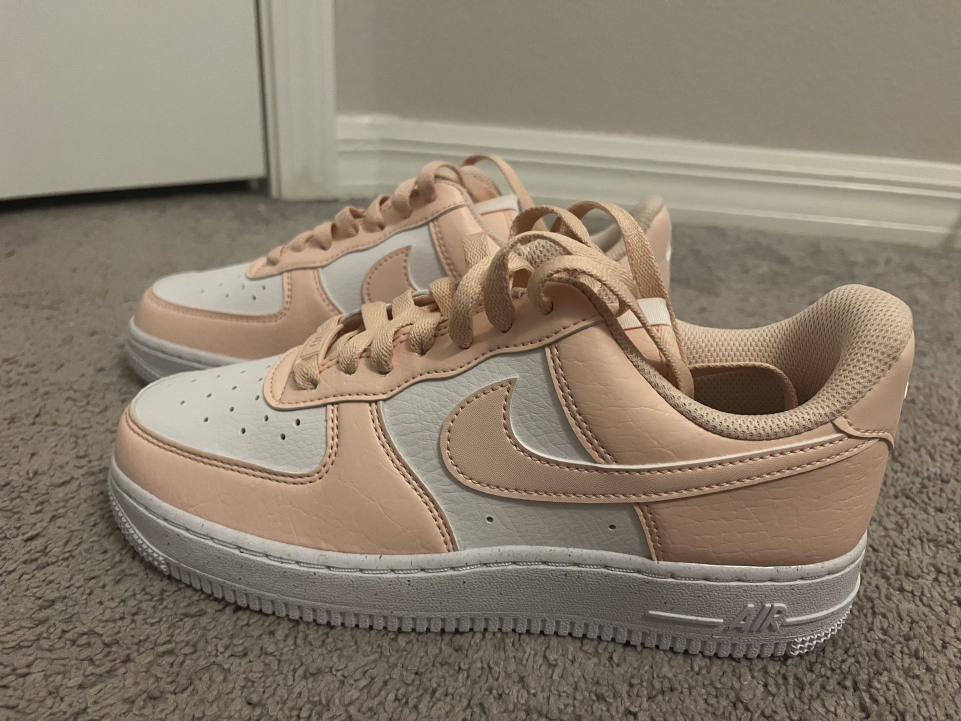 Nike Air force Women's Sneakers - White and Peach | Size 6.5