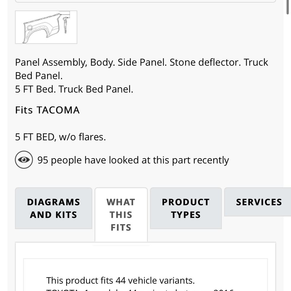 yota Tacoma RT Bedside (Minor Dents) OEM PART!