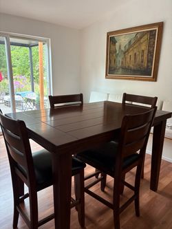 Counter Height  Butterfly Extension Dining Table and 4 Chairs