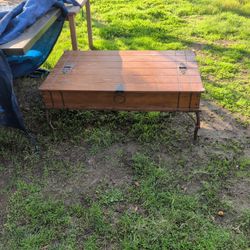 iron and solid Spanish style coffee table with storage