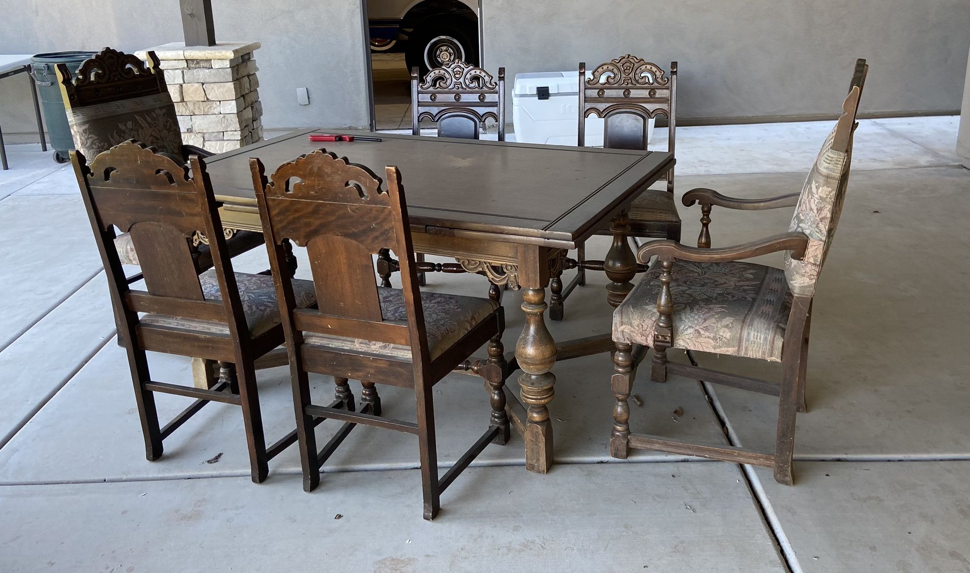 Antique Walnut Table And 6 Chairs