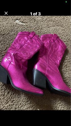 Metallic Pink Western Cowboy Ankle Boots