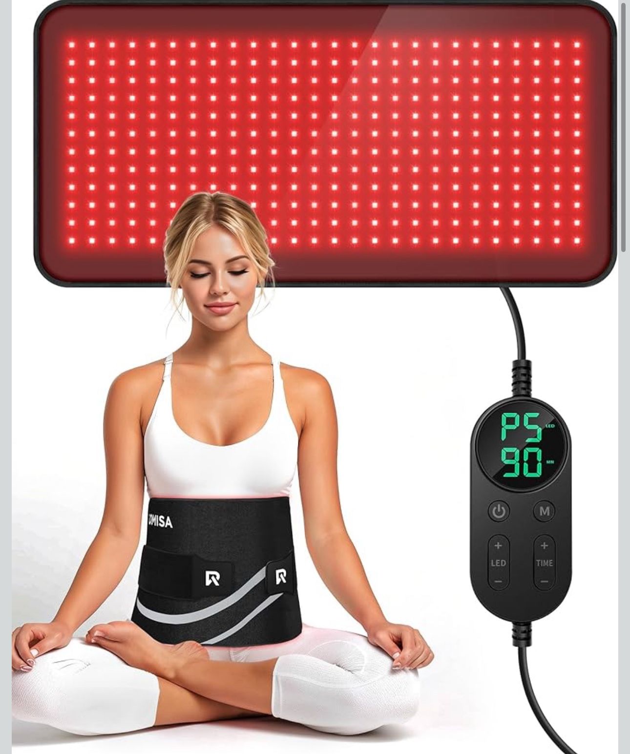 New-25” x 12.3” Large Red Light Therapy Pad for Body, Tri-Chip Grade 312 LEDs 48W, 10-90Min Timer with Controller, 660nm & 850nm Near Infrared Light T