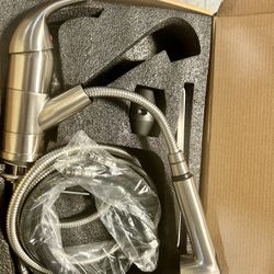 Grifo de cocina de acero inoxidable de níquel cepillado, pequeño grifo de fregadero de cocina extraíble con pulverizador, grifos de cocina bajos de un