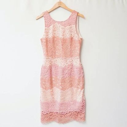 Tahari Pink Lace Ombre Colorblock Floral Dress - Size 4