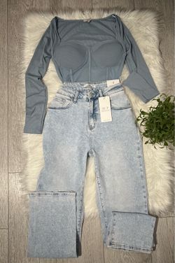 Denim straight leg jeans (size 11 and 15 )