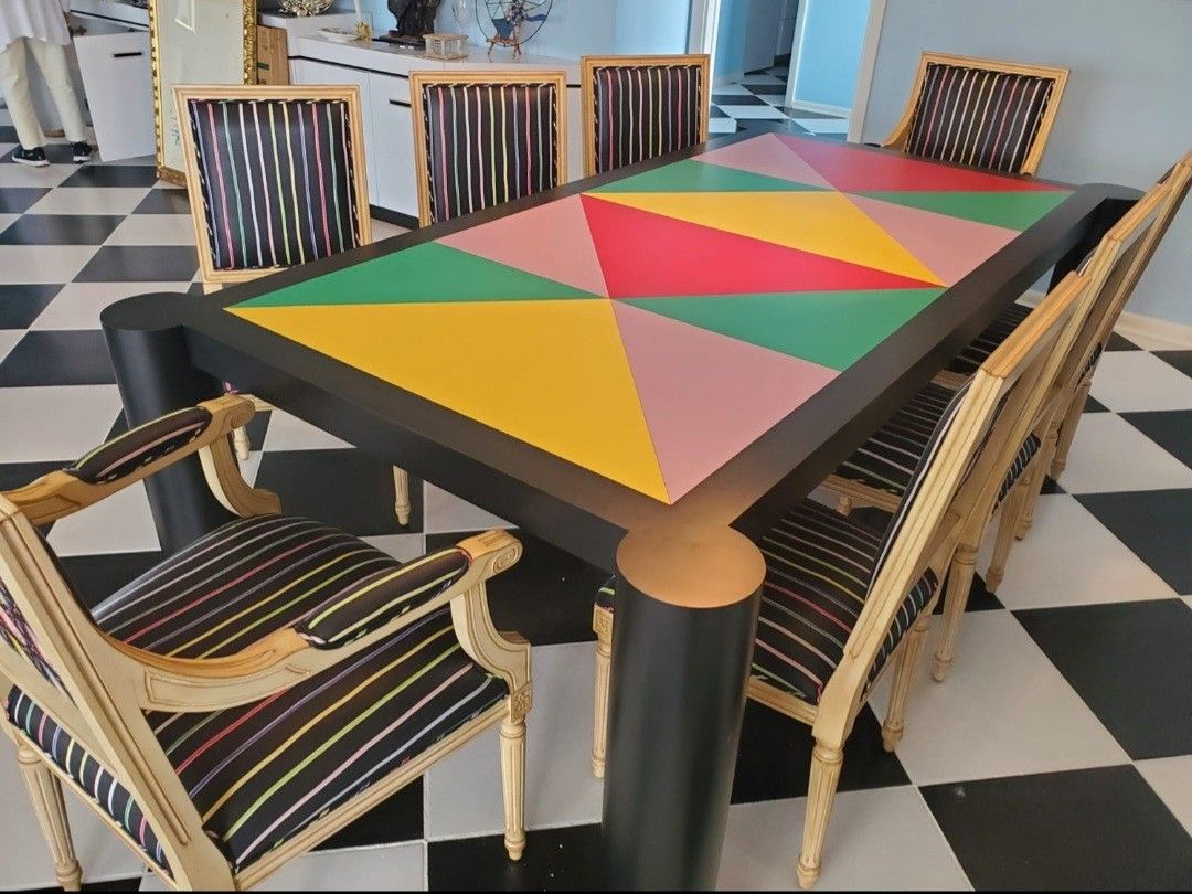Vintage 1980's Memphis Design Style Dining Room Set-9 Piece