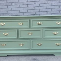 Sage Green Dresser With Gold Antique Knobs