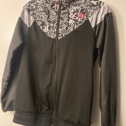 AND1 Boys M Lay Up Full Zip Basketball Jacket Lightweight Black white Red