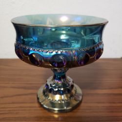 Blue Carnival Glass Dish