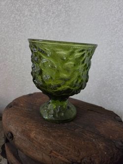 EO Brody crinkle glass avocado green planter