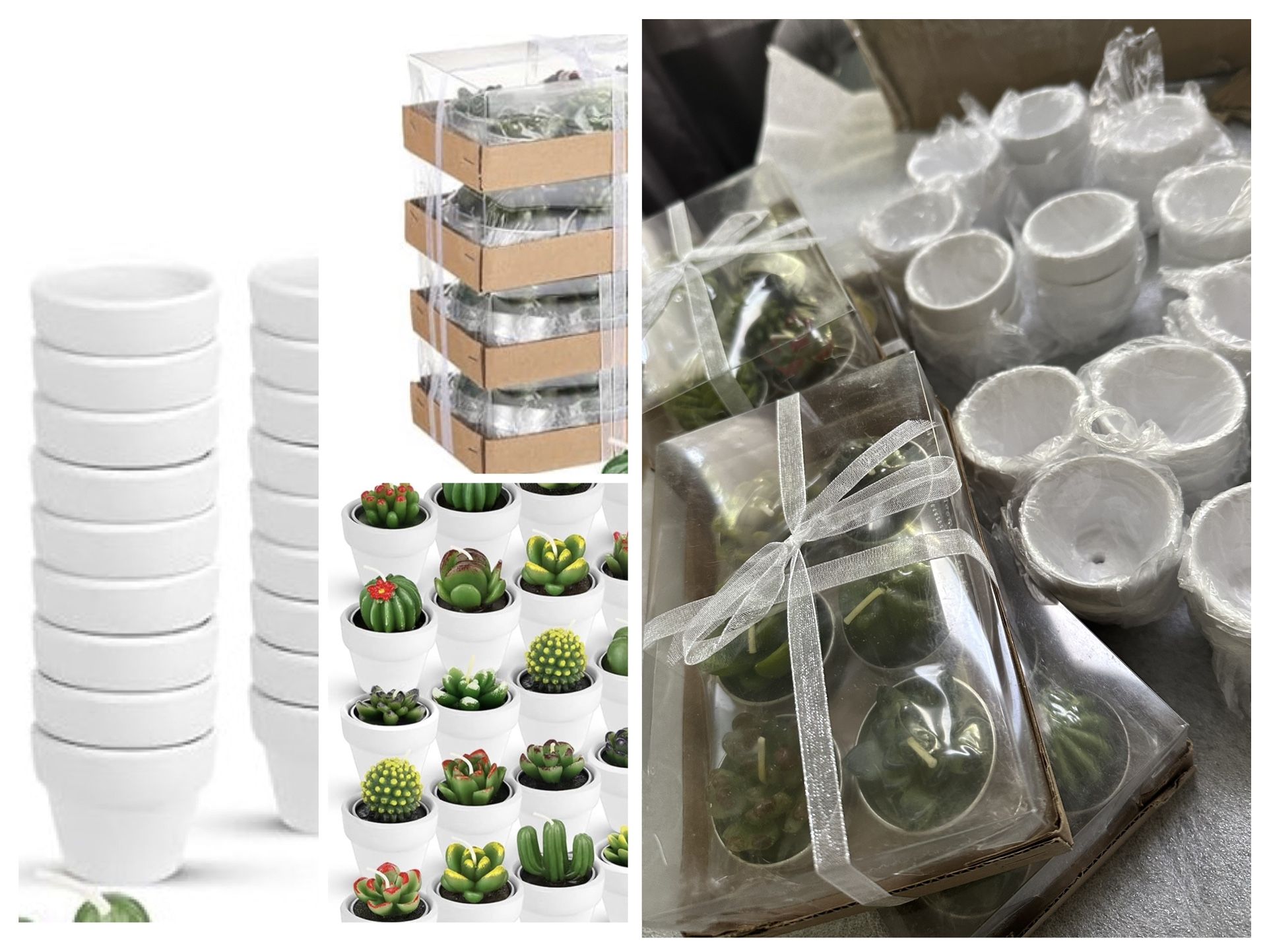 24-Pcs Succulent Cactus Decorative Tealight Baby Shower Plant Candles Bridal Shower Novelty Handmade Tealight Terrarium Plant Candles for Fiesta Birth