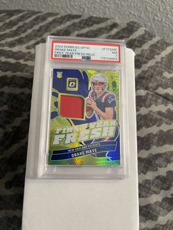 2024 Optic Drake Maye First Year Fresh Patch Relic Football Card