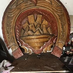 Solid Oak Wood Deco Carved 
