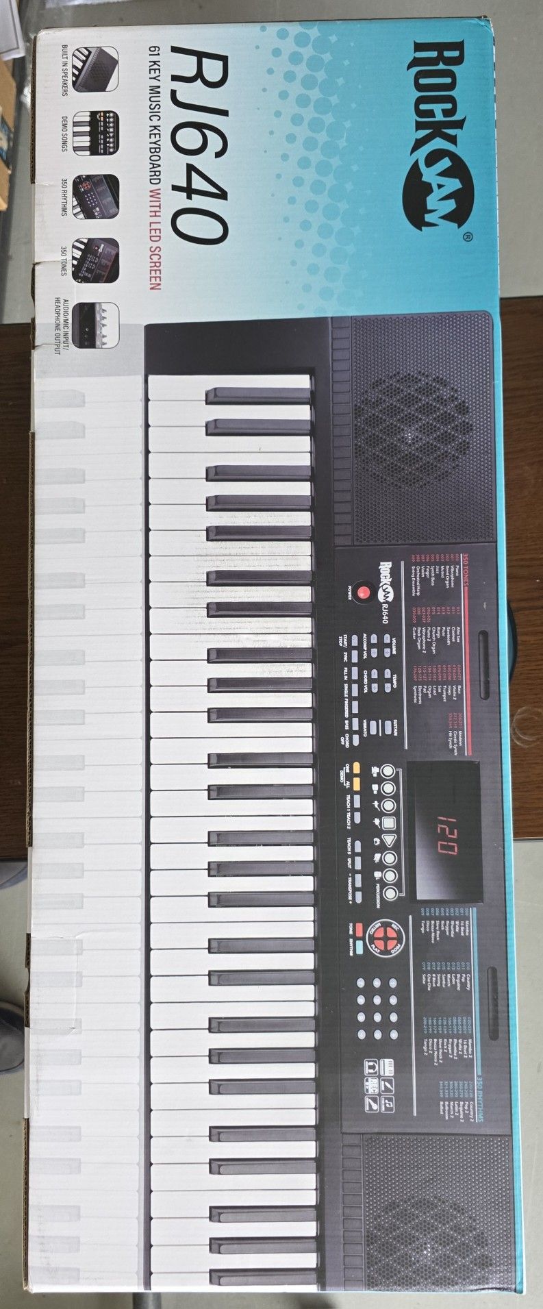 RockJam 61-Key Black Electronic Keyboard Piano with Sheet Music Rest, Piano Note Stickers & Lessons