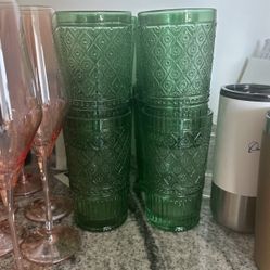 Green High Ball Glass Set Of 12