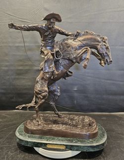 Frederic Remington “Bronco Buster” Large Bronze Sculpture 23” Western Cowboy Statue