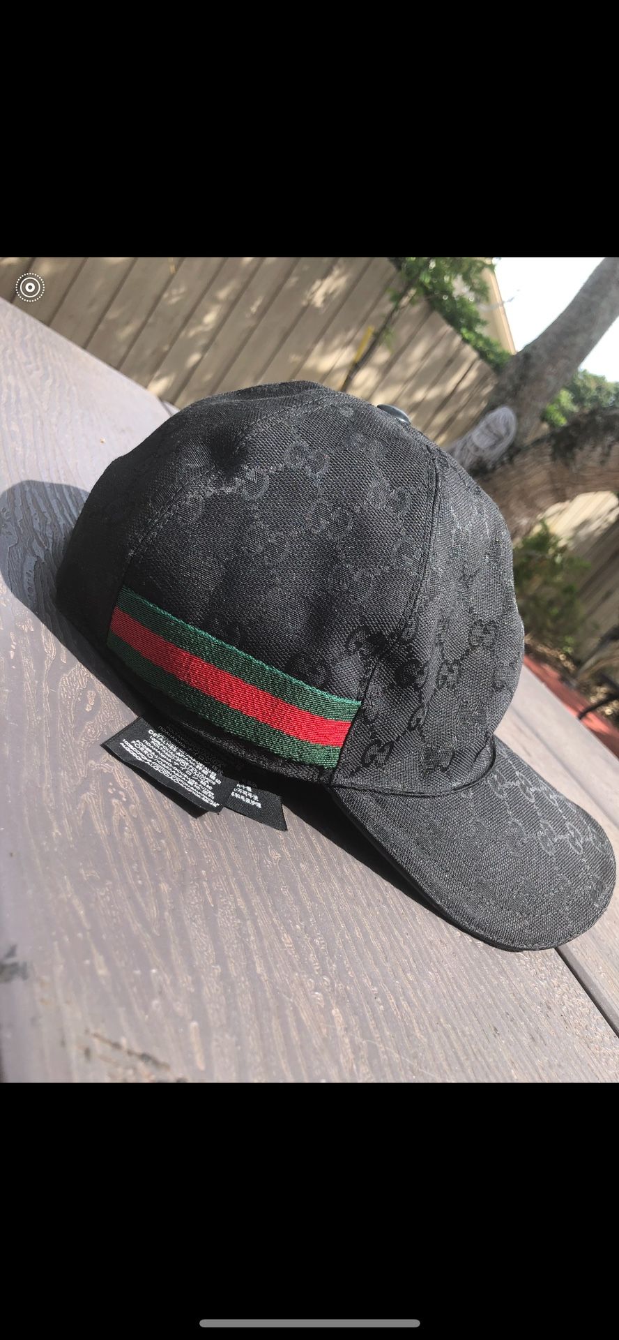 Authentic Gucci Monogram Baseball Cap – Black with Signature Stripe – Excellent Condition 