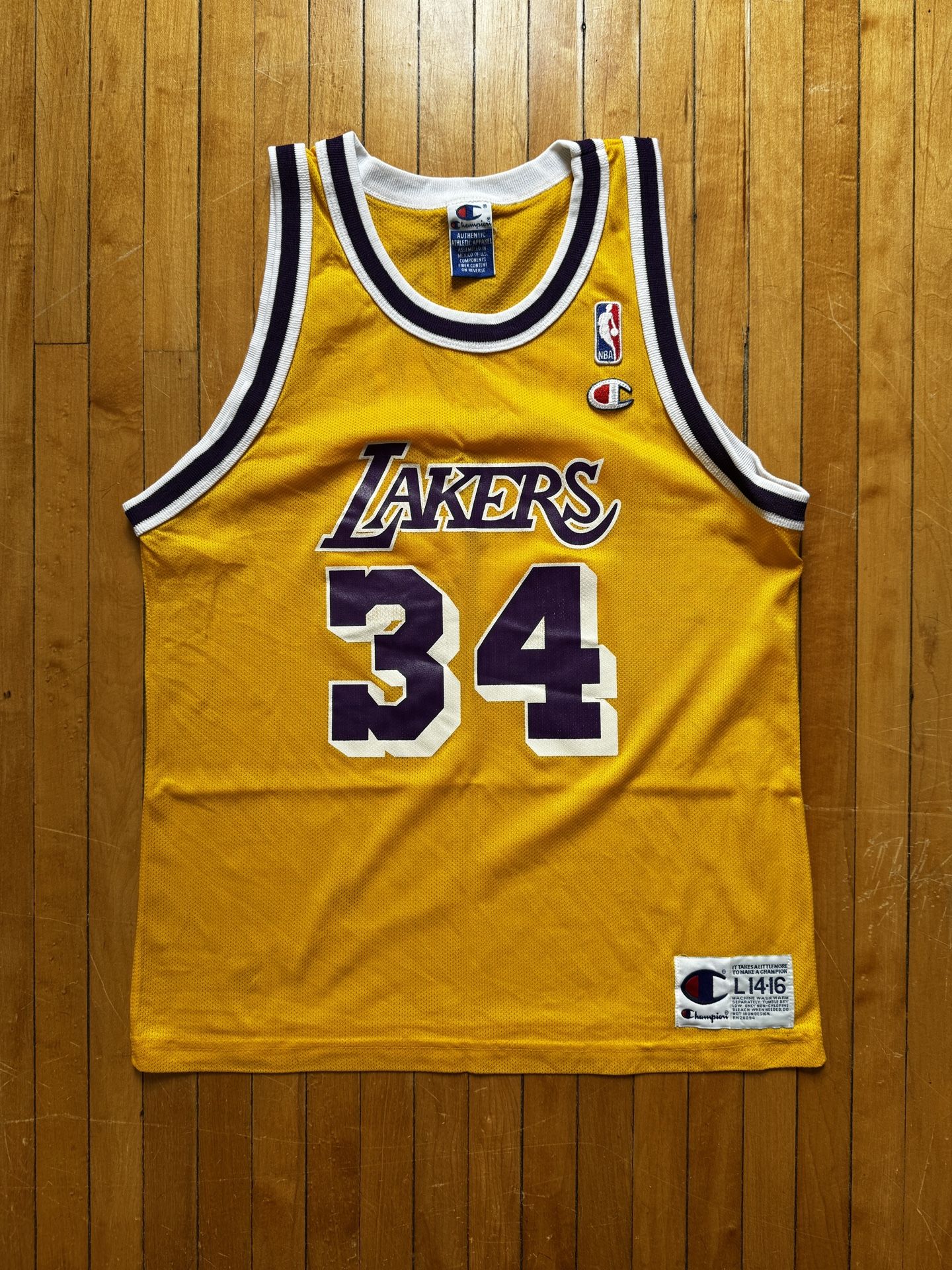 VTG Champion Shaquille O'Neal Shaq Los Angeles Lakers Jersey YOUTH Sz. L 14-16
